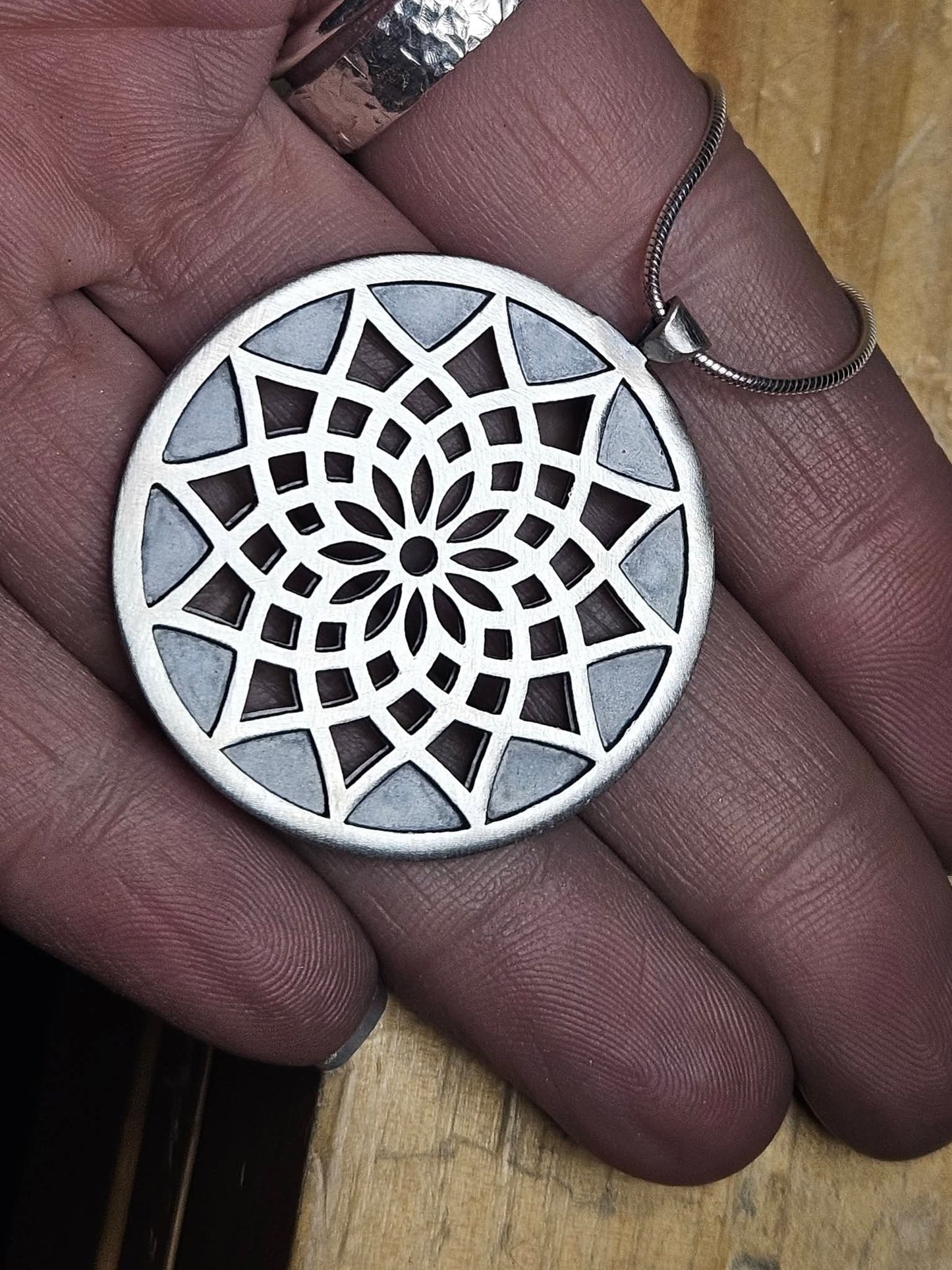 Spiral Grid Mandala Pendant