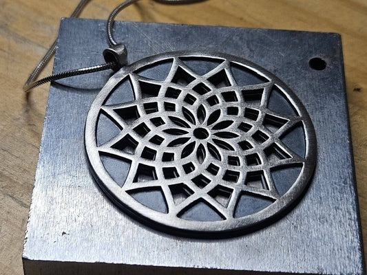Spiral Grid Mandala Pendant