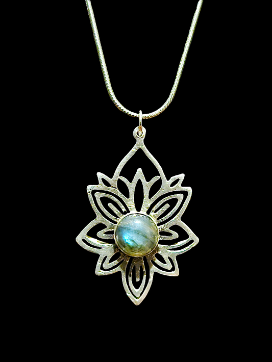 Blue Moonstone Mandala Necklace